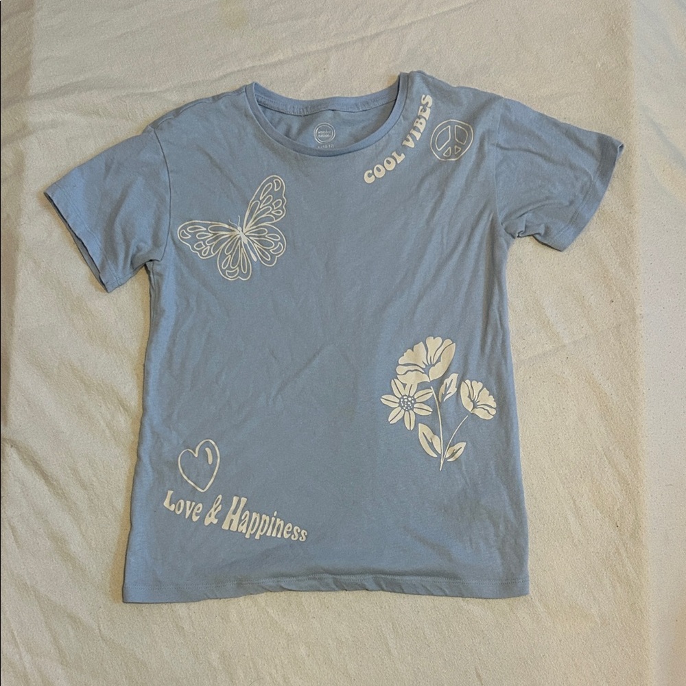 Blue T-shirt with White Graphics